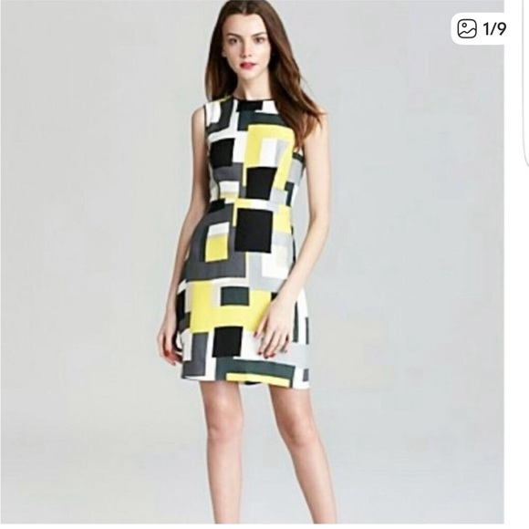kate spade Dresses & Skirts - KATE SPADE Geometric Yellow Grey and Green Dress. Size 6. Like New!
